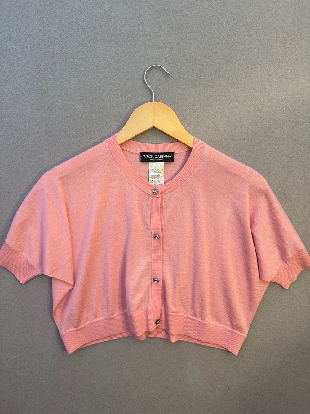Dolce & Gabbana Pink Cashmere Silk Cropped Cardigan Made Italy